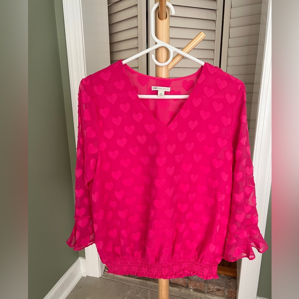 CATO Pink Heart Blouse Medium